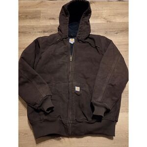 Carhartt Women's Insulated Work Jacket Brown Full Zip Hooded XL 16 18